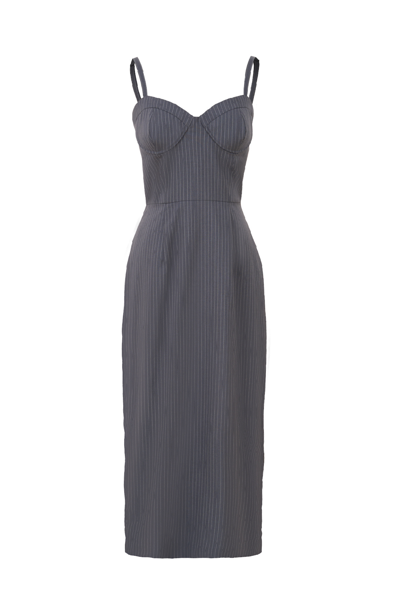 Venus Bustier Dress – Grey Pinstripe