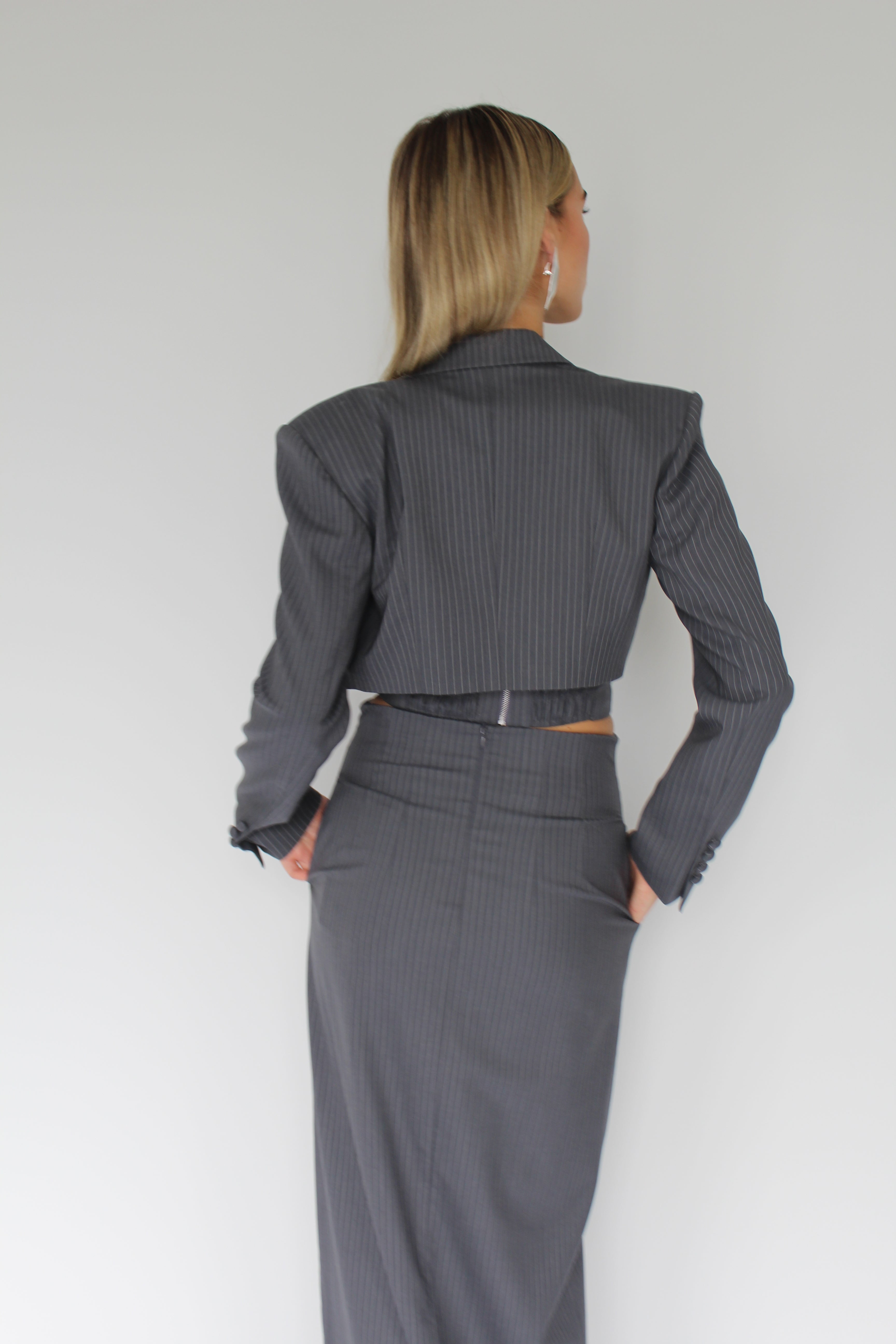 Lyon Blazer in Grey Pinstripe