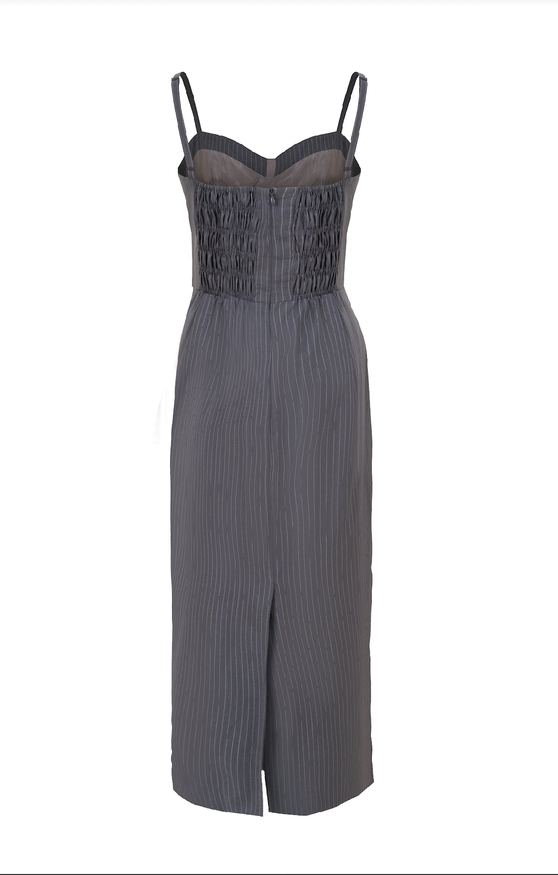 Venus Bustier Dress – Grey Pinstripe