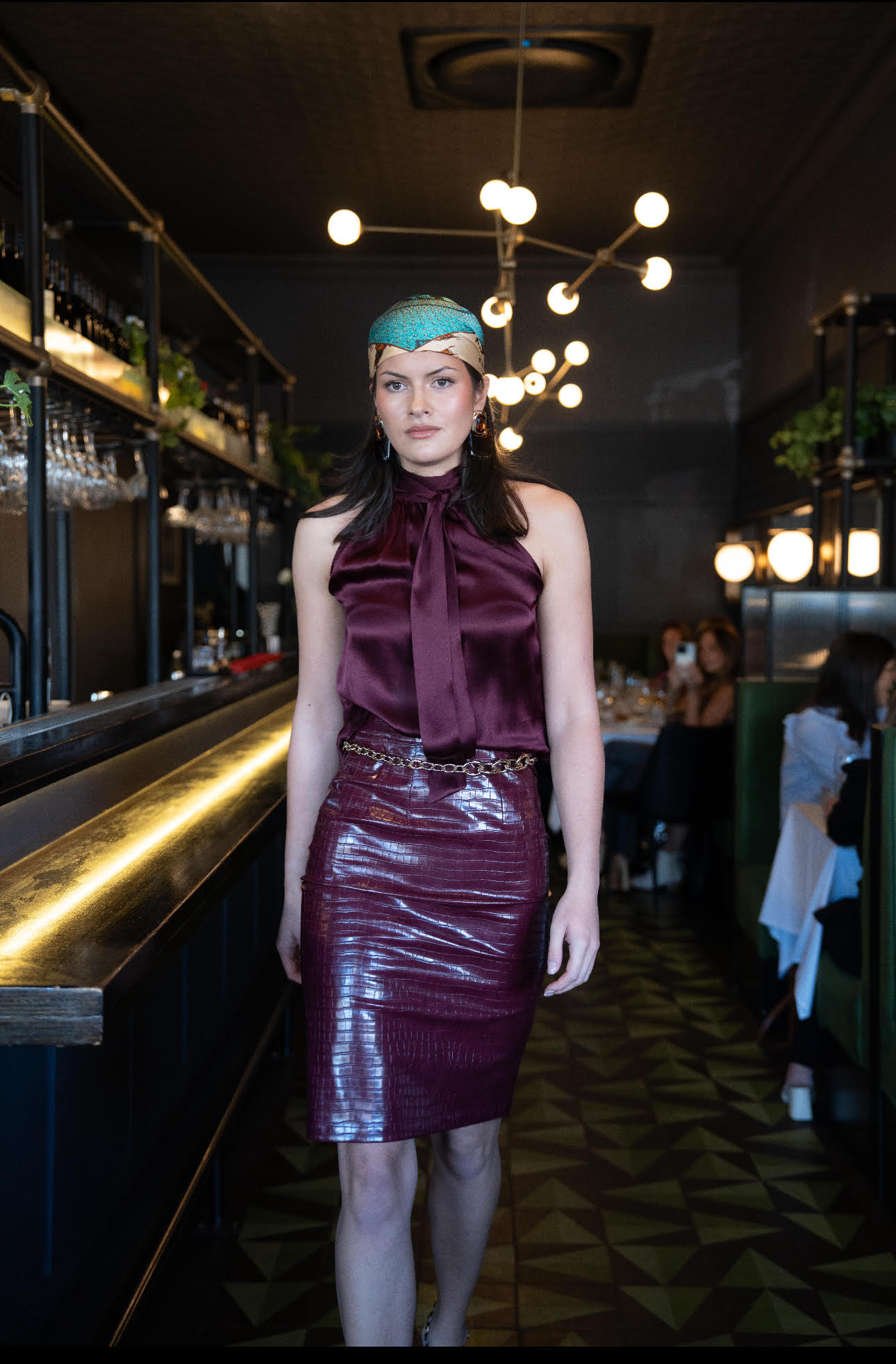 Chelsea Croc Skirt in Bordeaux